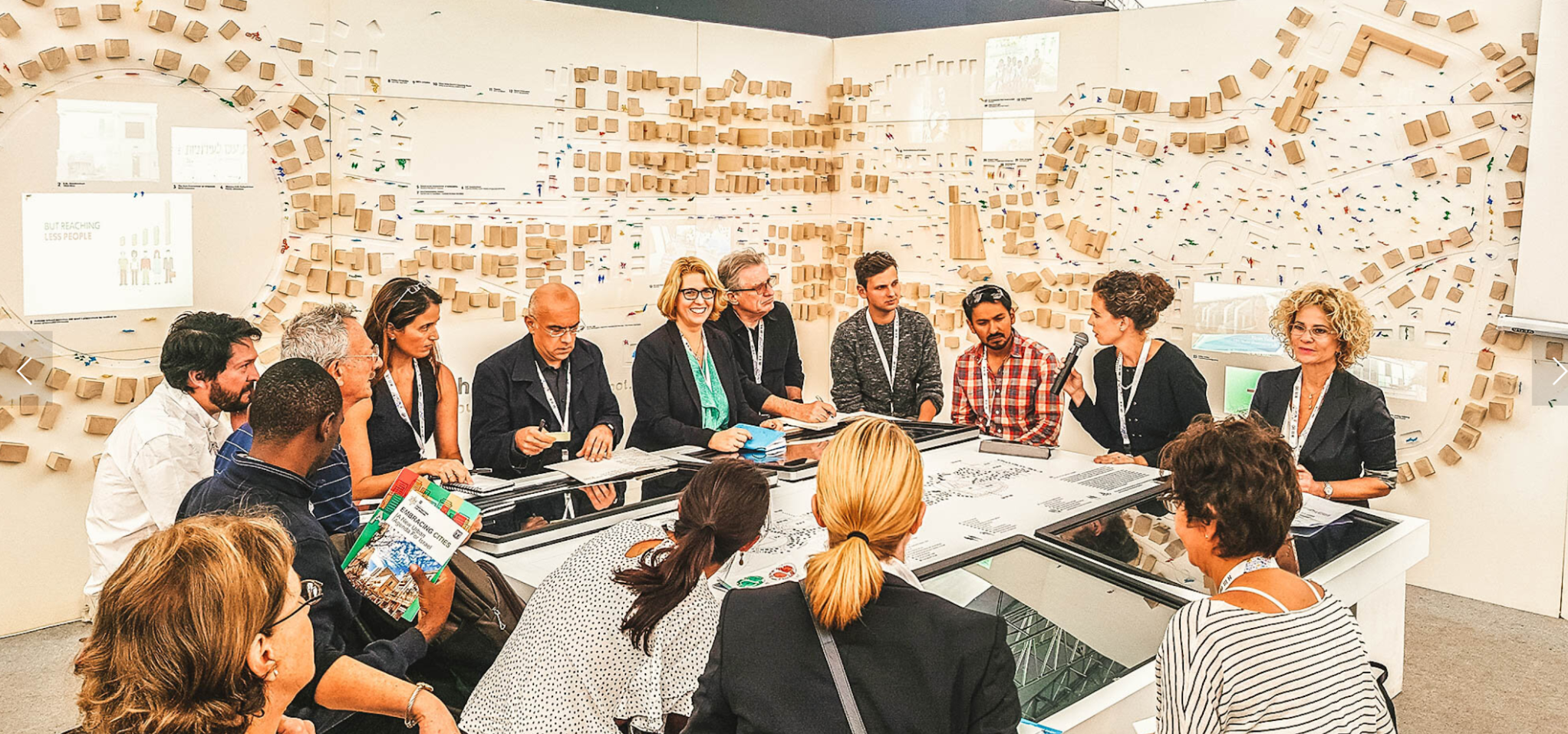 Israel pavilion at Habitat III with Karin's interactive system embedded in the table